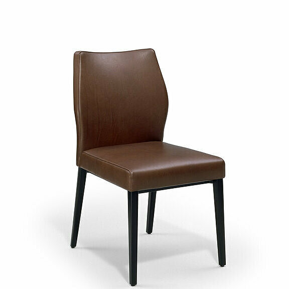 Toga chair covered with brown leather without armrests