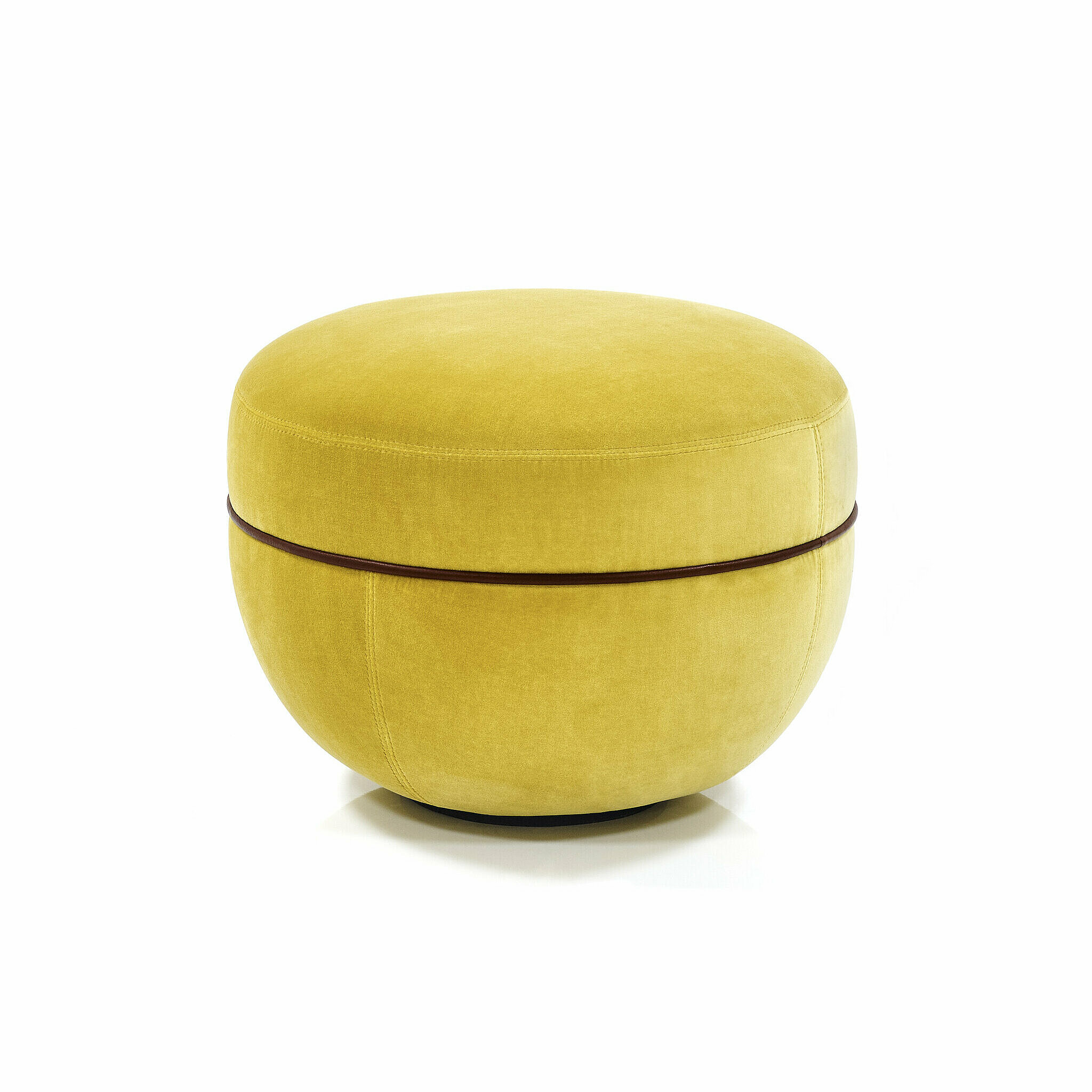 Miles round stool covered with yellow velvet