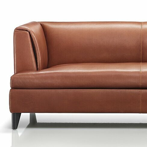 minimalistic brown leather sofa