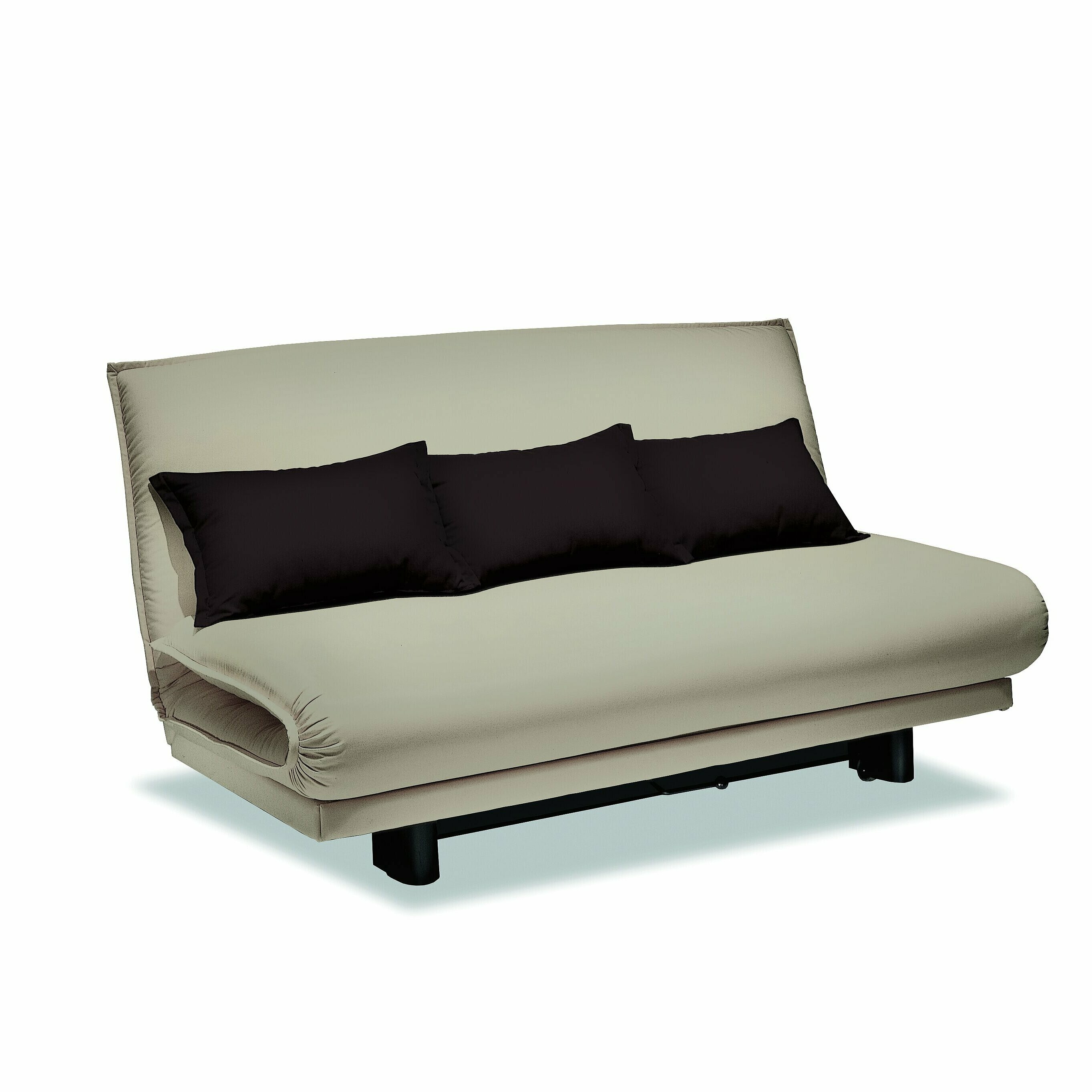 Colli sofa bed in a beige fabric and three matching pillows