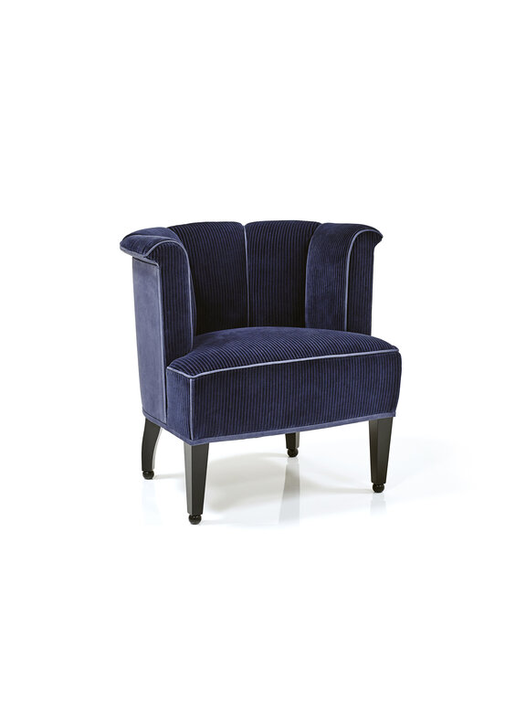 dark blue classic Alleegasse armchair with light piping