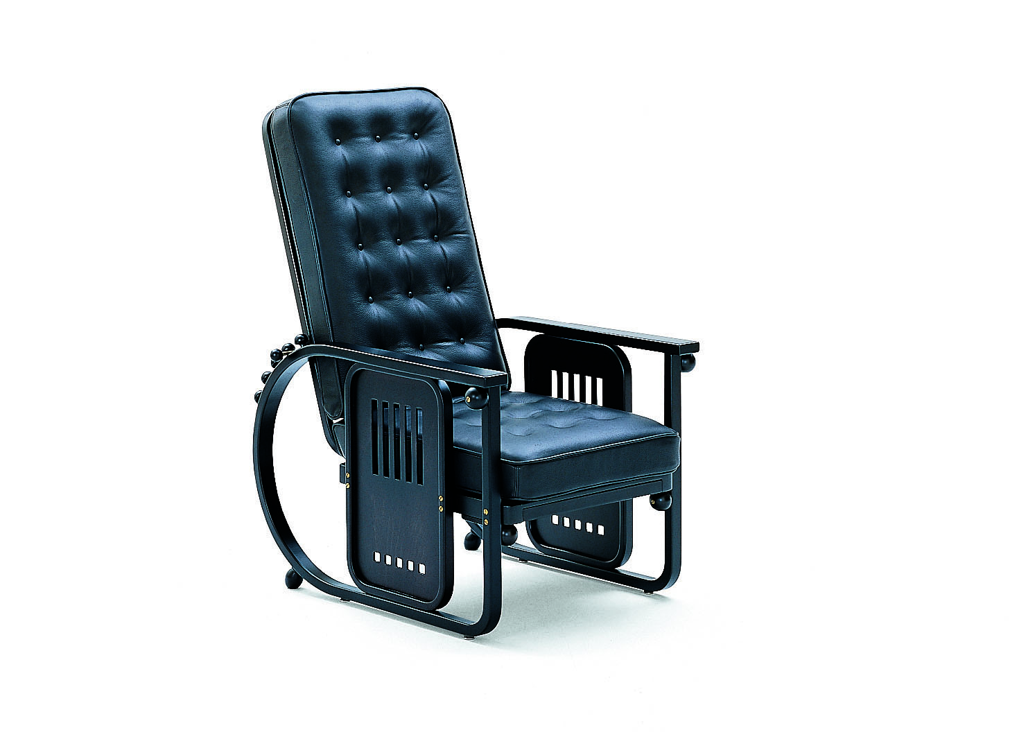 schwarzer Sitzmaschine Fauteuil mit Lederpolsterung