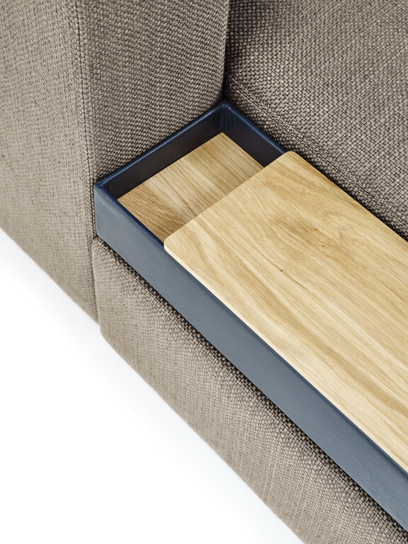  im Camin Revisited Sofa integrierte lederbezogene Ablagebox mit Holzdeckel