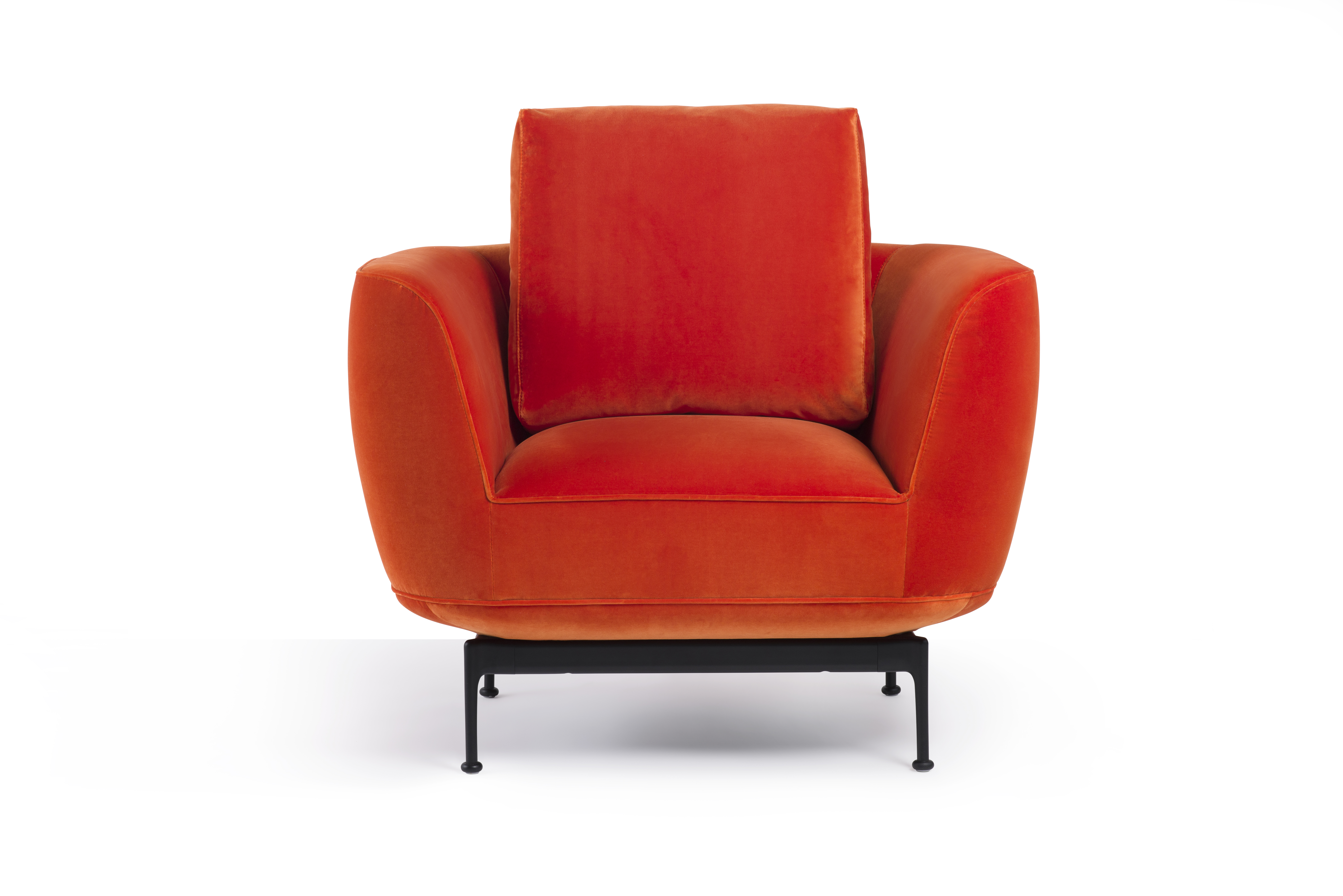 orange upholstery armchair, Luca Nichetto, Andes armchair, designer chair
